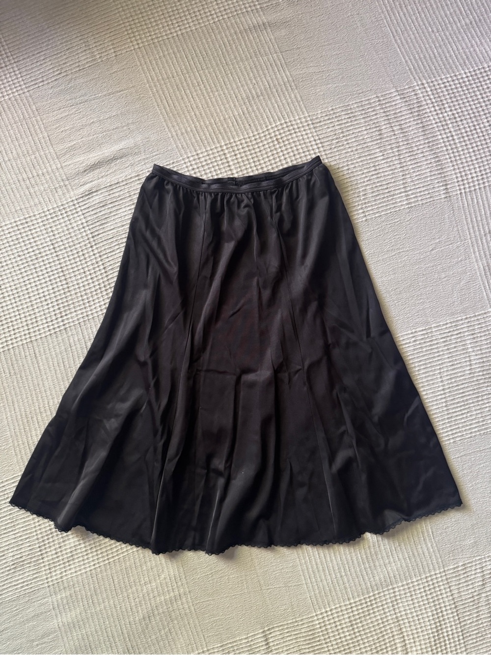 Vintage 70s Vanity Fair Black Slip Skirt - XS